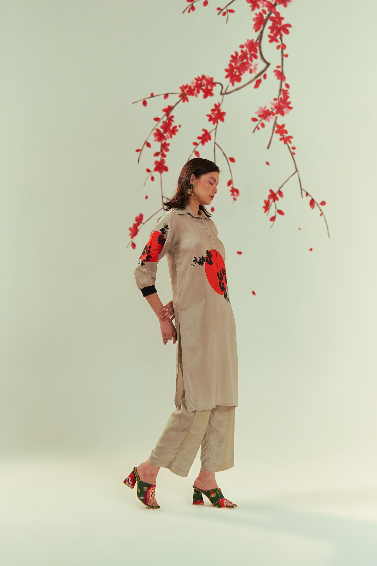 Yugen Bloom Collared Tunic Top And Pants Co-ord Set