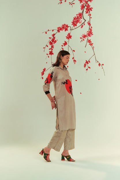 Yugen Bloom Collared Tunic Top And Pants Co-ord Set