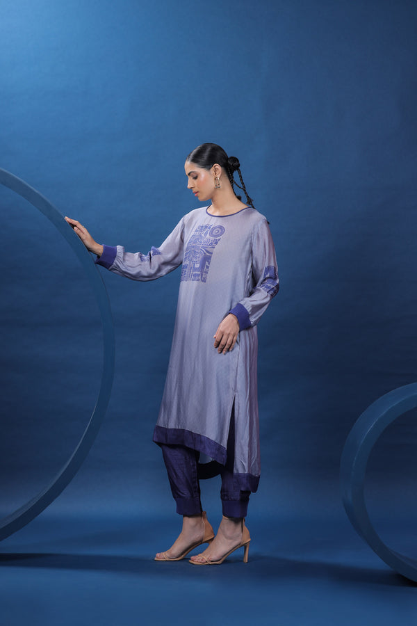 Nordic Purple Long Ribbed Tunic Set