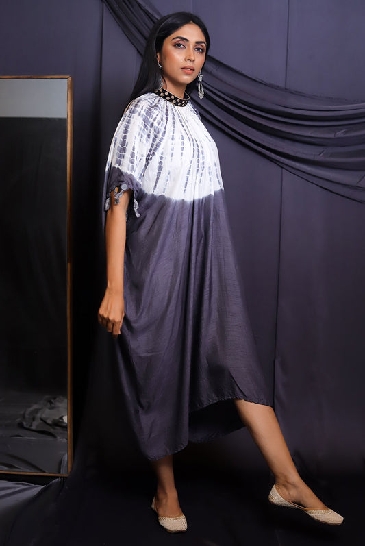 Grey Tie & Dye Jhabla Tunic