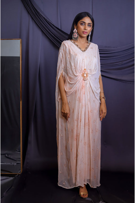 Peach Batik Kaftan Gown