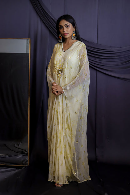 Yellow Batik Kaftan Gown