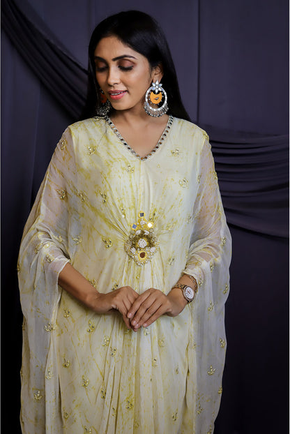 Yellow Batik Kaftan Gown